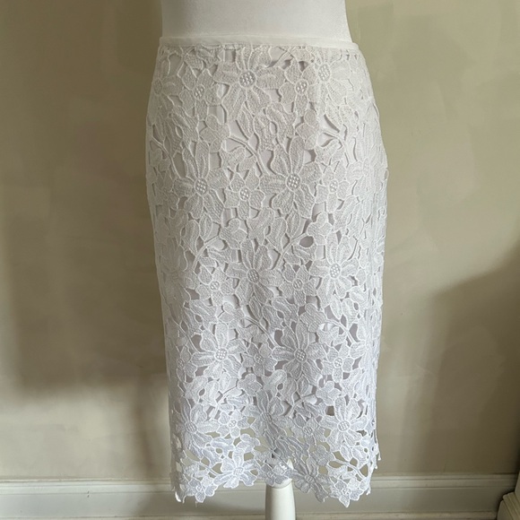 NWOT White lace midi skirt- Vince Camuto- size 6 - Picture 4 of 9
